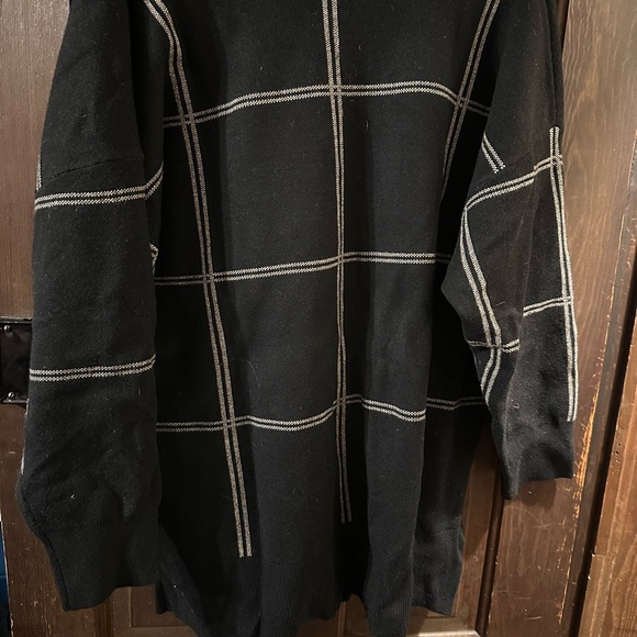 Black V-Neck Sweater with Gray Stripes - Picture 4 of 4